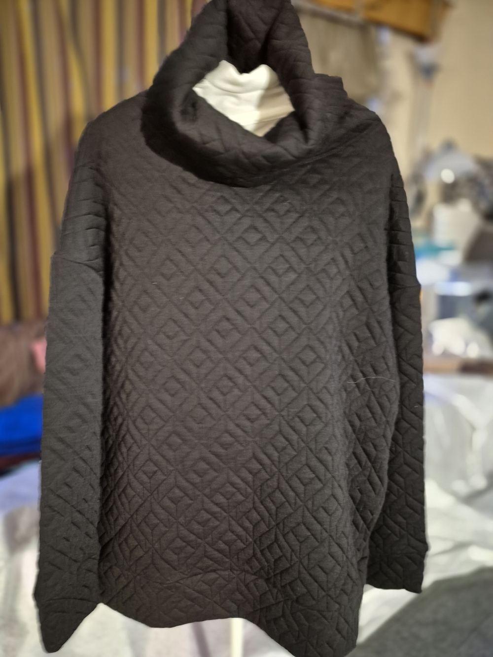 GAP Black Quilted Cowl Neck Sweater